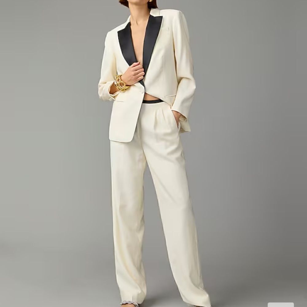 J.Crew Collection Pleated Wide-Leg Tuxedo Pant In Italian Wool